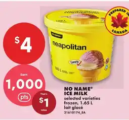 No Frills NO NAME ICE MILK offer