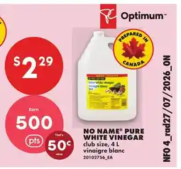 No Frills NO NAME PURE WHITE VINEGAR offer