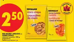 No Frills NO NAME SNACKS or CORN CHIPS offer