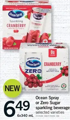 Fortinos OCEAN SPRAY OR ZERO SUGAR SPARKLING BEVERAGE offer
