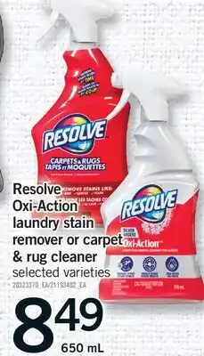 Fortinos RESOLVE OXI-ACTION LAUNDRY STAIN REMOVER OR CARPET & RUG CLEANER offer
