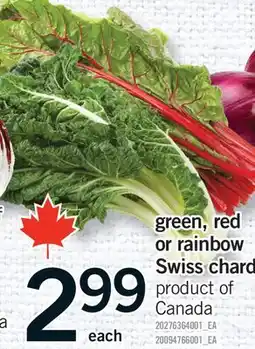 Fortinos GREEN, RED OR RAINBOW SWISS CHARD offer