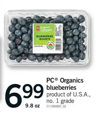 Fortinos PC ORGANICS BLUEBERRIES, 9.8 OZ offer