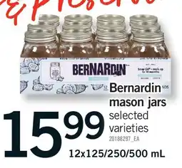 Fortinos BERNARDIN MASON JARS, 12X125/250/500 ML offer