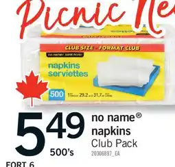 Fortinos NO NAME NAPKINS, 500'S offer