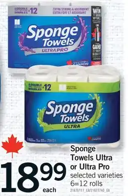 Fortinos SPONGE TOWELS ULTRA OR ULTRA PRO, 6=12 ROLLS offer