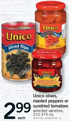Fortinos UNICO OLIVES, ROASTED PEPPERS OR SUNDRIED TOMATOES offer