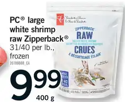 Fortinos PC LARGE WHITE SHRIMP RAW ZIPPERBACK offer