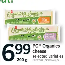 Fortinos PC ORGANICS CHEESE offer