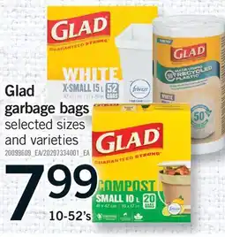 Fortinos GLAD GARBAGE BAGS, 10-52'S offer