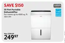 Home Hardware 50 Pint Portable Dehumidifier offer