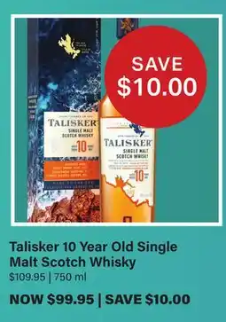 LCBO Talisker 10 Year Old Single Malt Scotch Whisky offer
