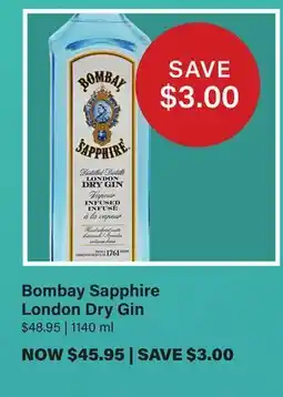 LCBO Bombay Sapphire London Dry Gin offer