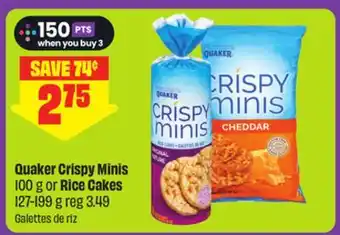 FreshCo Quaker Crispy Minis 100 g or Rice Cakes offer