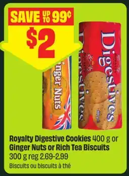 FreshCo Royalty Digestive Cookies 400 g or Ginger Nuts or Rich Tea Biscuits 300 g offer