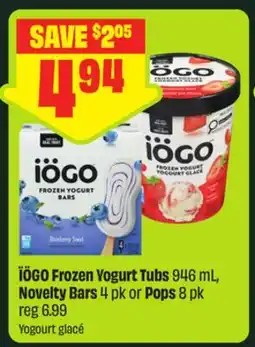 FreshCo IÖGO Frozen Yogurt Tubs 946 mL, Novelty Bars 4 pk or Pops 8 pk offer