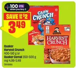 FreshCo Quaker Harvest Crunch 400-510 g or Quaker Cereal 350-500 g offer