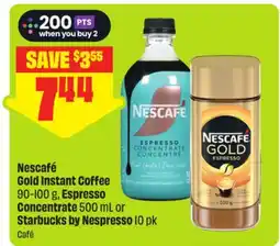 FreshCo Nescafé Gold Instant Coffee 90-100 g, Espresso Concentrate 500 mL or Starbucks by Nespresso 10 pk offer