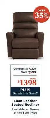 La Z Boy Liam Leather Seated Recliner offer