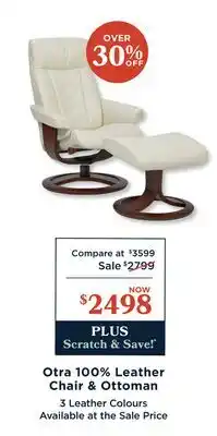 La Z Boy Otra 100% Leather Chair & Ottoman offer