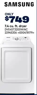 RONA Samsung 7.4 cu. ft. dryer offer