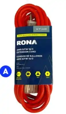 RONA RONA orange and red outdoor extension cords SJTW, 16/3, 13-A, 4.5-m offer