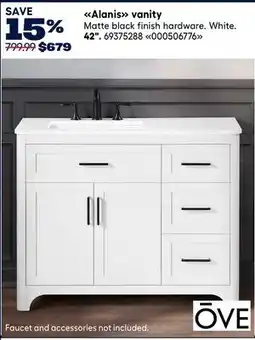 RONA OVE Decors Alanis vanity Matte black finish hardware. White. 42 offer