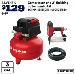 RONA Craftsman Compressor and 2 finishing nailer combo kit 1/3 HP offer