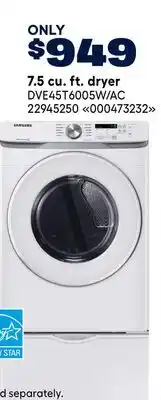RONA Samsung 7.5 cu. ft. dryer offer