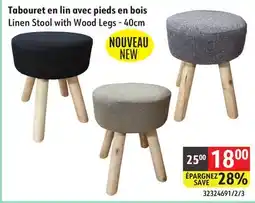 Sushi Shop Linen Stool with Wood Legs offer