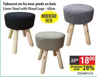 Sushi Shop Linen Stool with Wood Legs offer