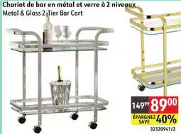 Sushi Shop Metal & Glass 2 Tier Bar Cart offer