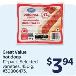 Walmart Great Value hot dogs offer