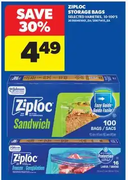 Real Canadian Superstore ZIPLOC STORAGE BAGS, 10-100'S offer