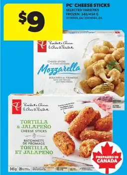 Real Canadian Superstore PC CHEESE STICKS, 345/454 G offer