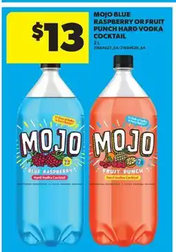 Real Canadian Superstore MOJO BLUE RASPBERRY OR FRUIT PUNCH HARD VODKA COCKTAIL offer