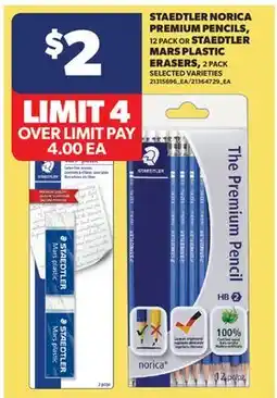 Real Canadian Superstore STAEDTLER NORICA PREMIUM PENCILS, 12 PACK OR STAEDTLER MARS PLASTIC ERASERS, 2 PACK offer