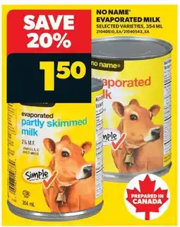 Real Canadian Superstore NO NAME EVAPORATED MILK offer