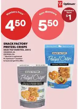 Real Canadian Superstore SNACK FACTORY PRETZEL CRISPS offer