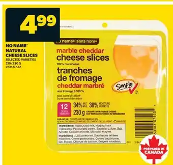 Real Canadian Superstore NO NAME NATURAL CHEESE SLICES, 210/230 G offer