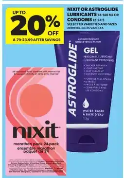 Real Canadian Superstore NIXIT OR ASTROGLIDE LUBRICANTS, 74-148 ML OR CONDOMS, 12-24'S offer