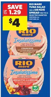 Real Canadian Superstore RIO MARE TUNA SALAD, 160 G OR PÂTE SPREAD, 100/115 G offer