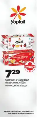 Real Canadian Superstore YOPLAIT SOURCE OR CREAMY YOGURT, 16x90/100 g offer