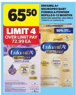 Real Canadian Superstore ENFAMIL A + NEUROPRO BABY FORMULA POWDER REFILLS 0-12 MONTHS, 862/890 G offer