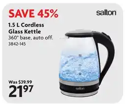 Home Hardware 1.5 L Cordless Glass Kettle offer