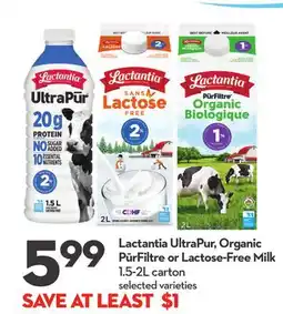 Longo's Lactantia UltraPur, Organic PūrFiltre or Lactose-Free Milk offer