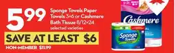 Longo's Sponge Towels Paper Towels 3-6 or Cashmere Bath Tissue 8/12/24 offer