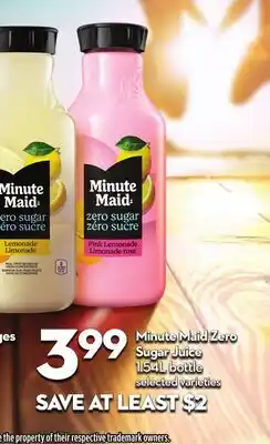 Longo's Minute Maid Zero Sugar Juice offer