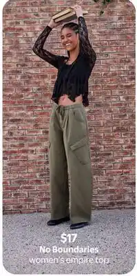 Walmart No Boundaries women's empire top offer