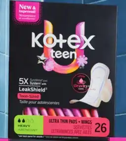 Walmart Kotex Teen pads 26-pack offer
